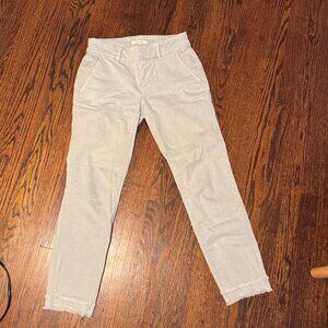 Loft Teal Cropped Pants with Frayed Hem